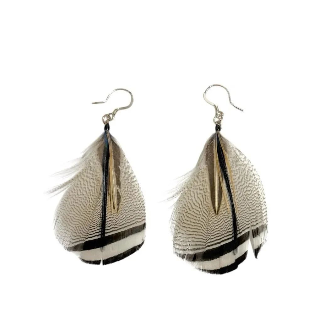 Real Feather Earrings, New Never Worn